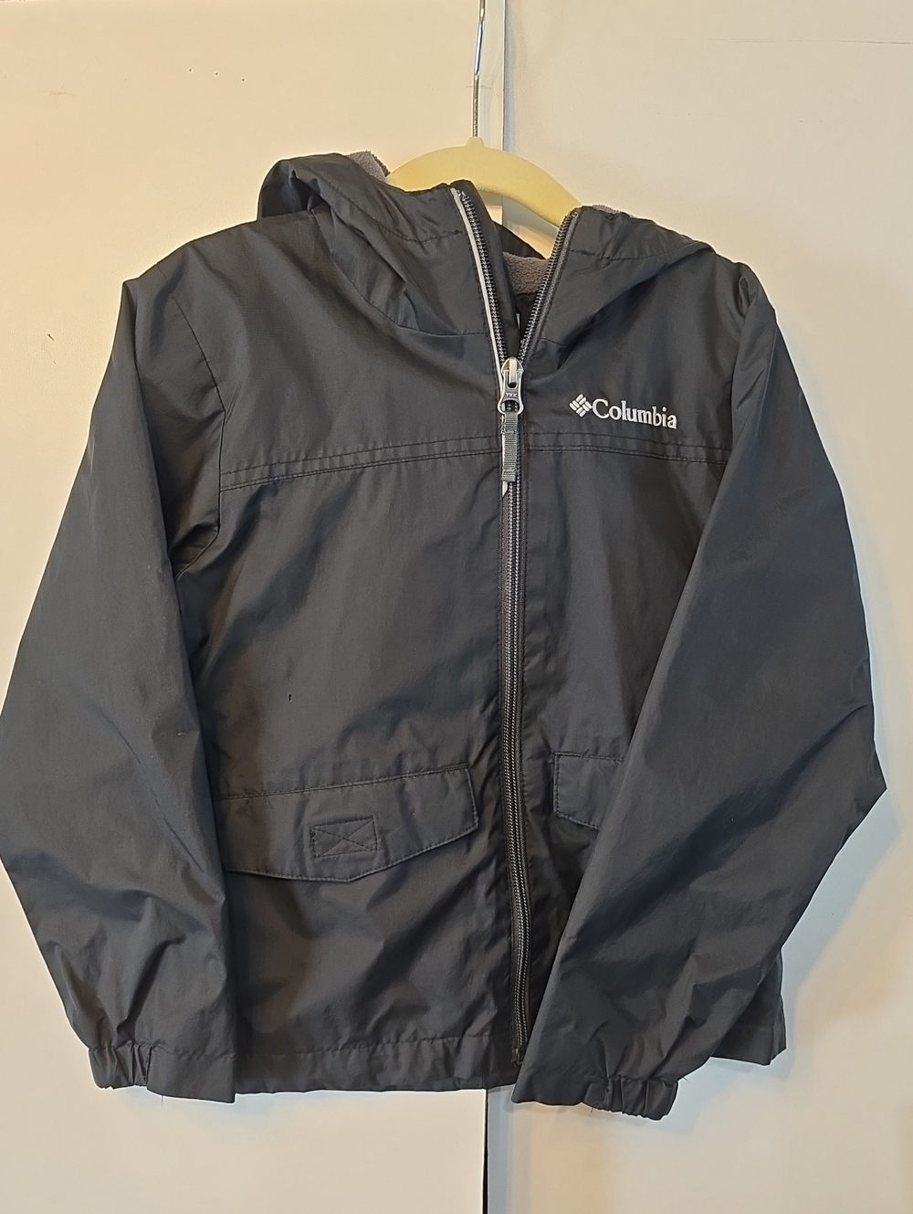 Columbia Kids Black Hooded Rain Jacket
